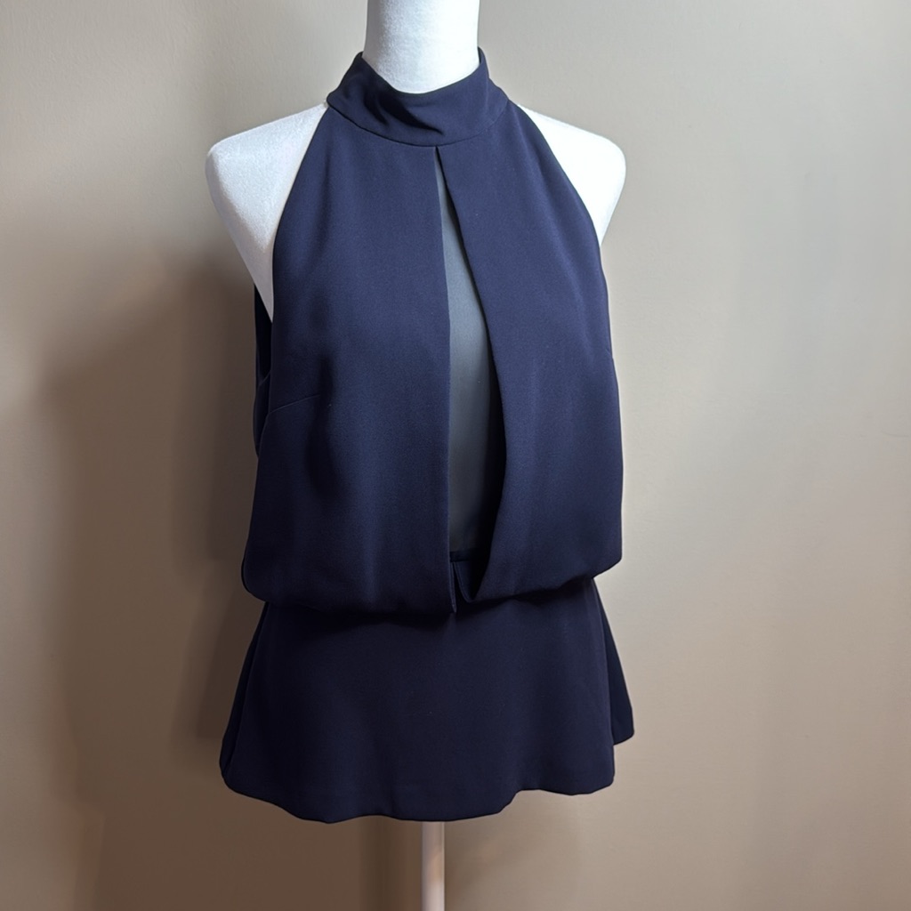 Intermix Versailles Combo Mock Neck Cutout Peplum Size M